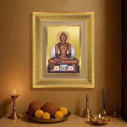 Diviniti 24K Gold Plated Mahavir (Classic) Divine Wall Frame for Home Mandir & Office Decor | Luxury Spiritual Gift