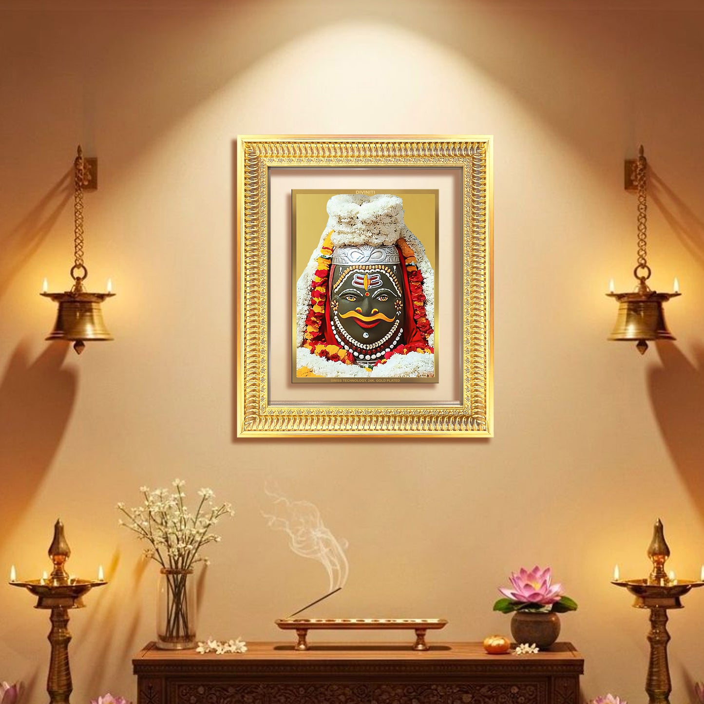 Diviniti 24K Gold Plated Mahakaleshwar (Classic) Divine Wall Frame for Home Mandir & Office Decor | Luxury Spiritual Gift