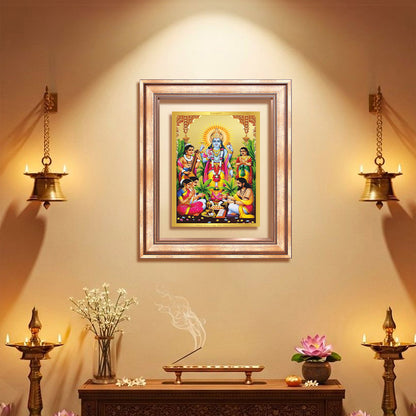 Diviniti 24K Gold Plated Satyanarayan (Classic) Divine Wall Frame for Home Mandir & Office Decor | Luxury Spiritual Gift