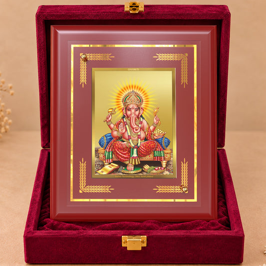 24K Gold-Plated Lord Ganesha MDF Frame | Premium Gift Box | 13.5x16 CM