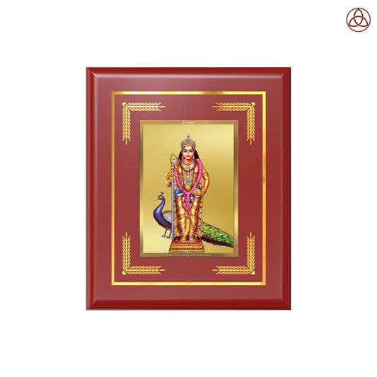 Lord Murugan Kartikeya | Divine Warrior God Wall & Tabletop Photo Frame in 24K Gold Plated Foil