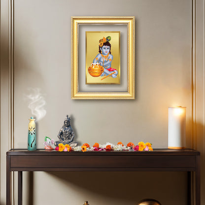 Diviniti 24K Gold Plated Bal Gopal Divine Wall Frame for Home Mandir & Office Decor | Luxury Spiritual Gift