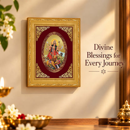 24K Gold-Plated Durga Mahishasura Mardini Frame | Premium Gift Box | 21.5x17.5 CM