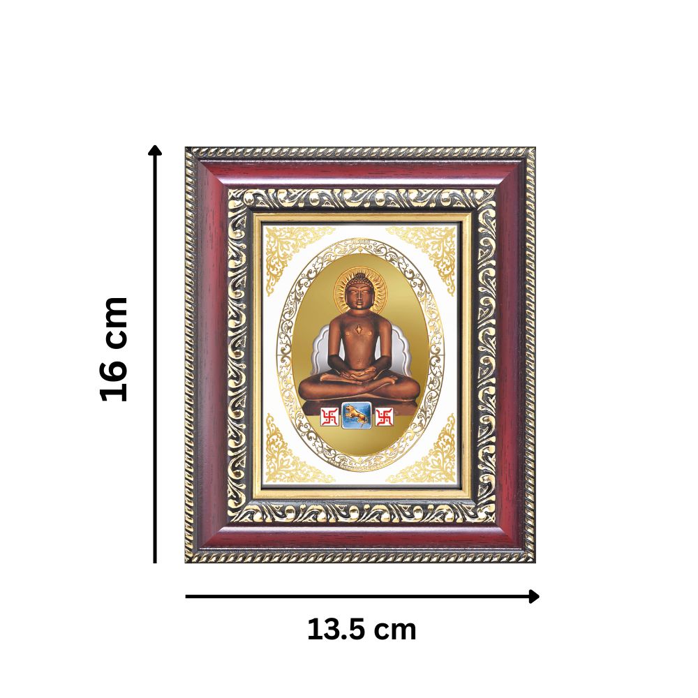 Lord Mahavir Jain Tirthankara Divine Ahimsa & Enlightenment Royal Tabletop Frame in 24K Gold Plated Foil