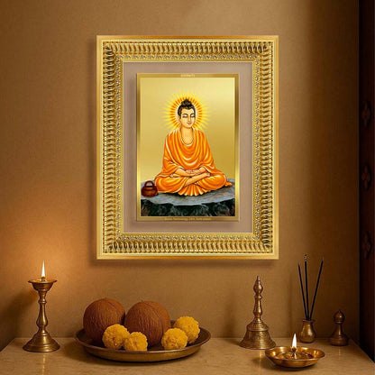 Diviniti 24K Gold Plated Buddha (Classic) Divine Wall Frame for Home Mandir & Office Decor | Luxury Spiritual Gift