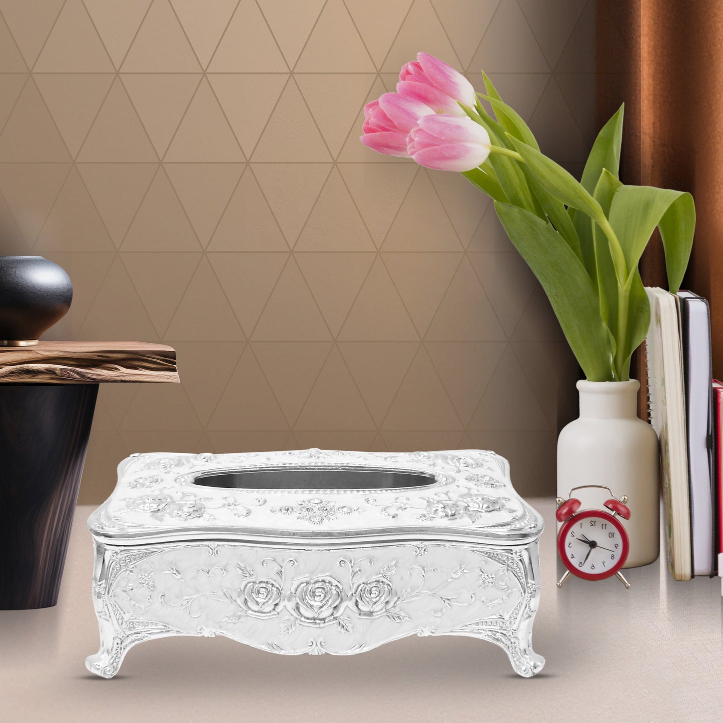 DIVINITI 999 Silver Plated Tissue Box Premium Decorative Luxurious Holder for Elegant Home and Office Décor (8.5x24x14 CM)