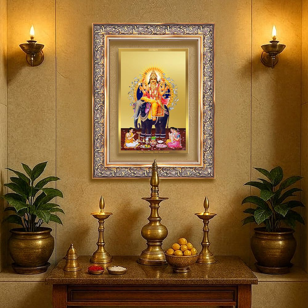 Diviniti 24K Gold Plated Vishvakarma (Classic) Divine Wall Frame for Home Mandir & Office Decor | Luxury Spiritual Gift