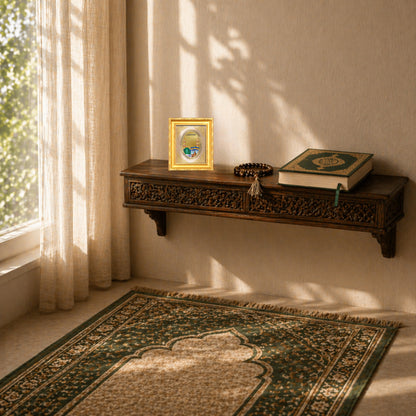 Mecca Madina Sacred Islamic Holy Sites Divine Faith Royal Tabletop Frame in 24K Gold Plated Foil