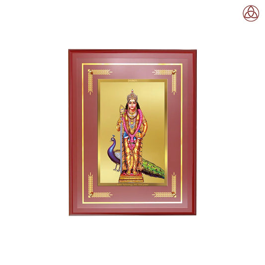 Lord Murugan Kartikeya | Divine Warrior God Wall Photo Frame in 24K Gold Plated Foil