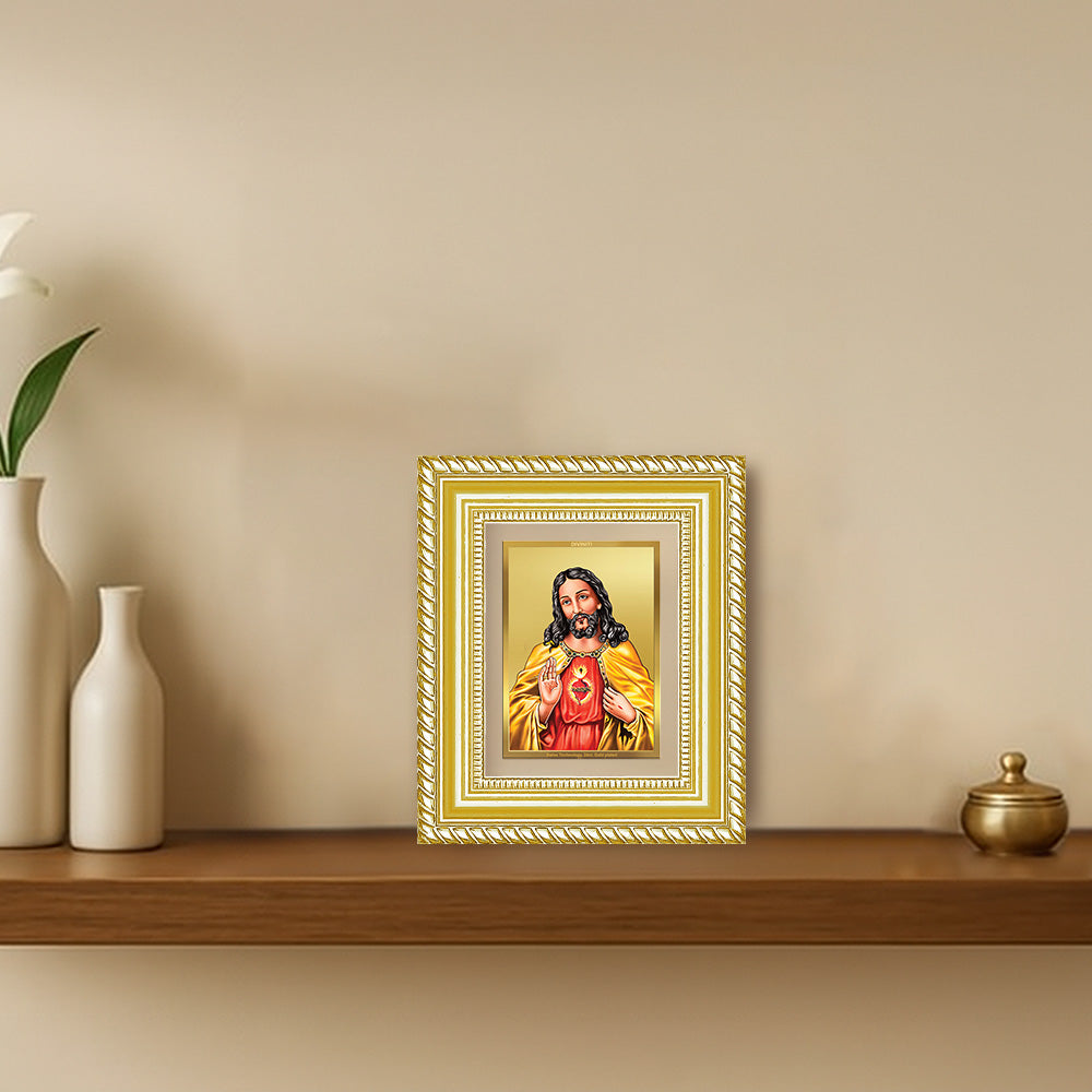 Diviniti 24K Gold Plated Jesus Christ Divine Table Top Frame for Home Mandir & Office Decor | Luxury Spiritual Gift