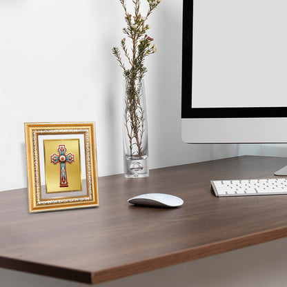 Diviniti 24K Gold Plated Holy Cross (Classic) Divine Wall and Table Top Frame for Home Mandir & Office Decor | Luxury Spiritual Gift