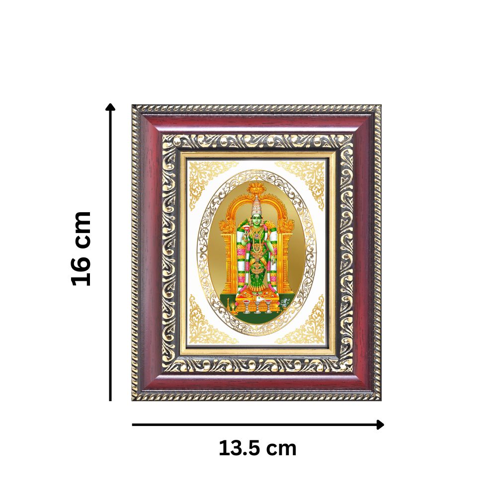 Goddess Meenakshi Amman Divine Madurai Sacred Power & Blessings Royal Tabletop Frame in 24K Gold Plated Foil