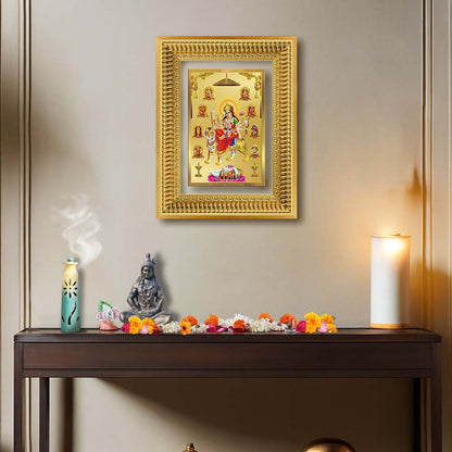 Diviniti 24K Gold Plated Nav Durga (Classic) Divine Wall Frame for Home Mandir & Office Decor | Luxury Spiritual Gift