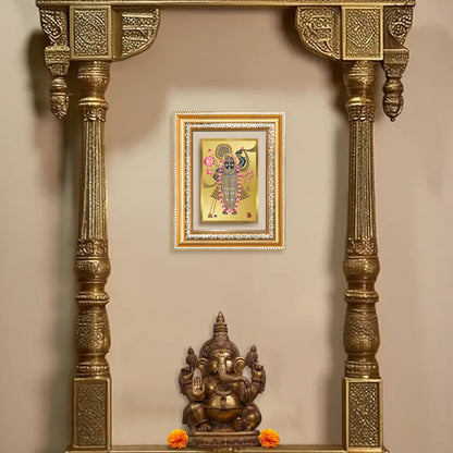 Diviniti 24K Gold Plated Shrinath Ji (Classic) Divine Wall and Table Top Frame for Home Mandir & Office Decor | Luxury Spiritual Gift