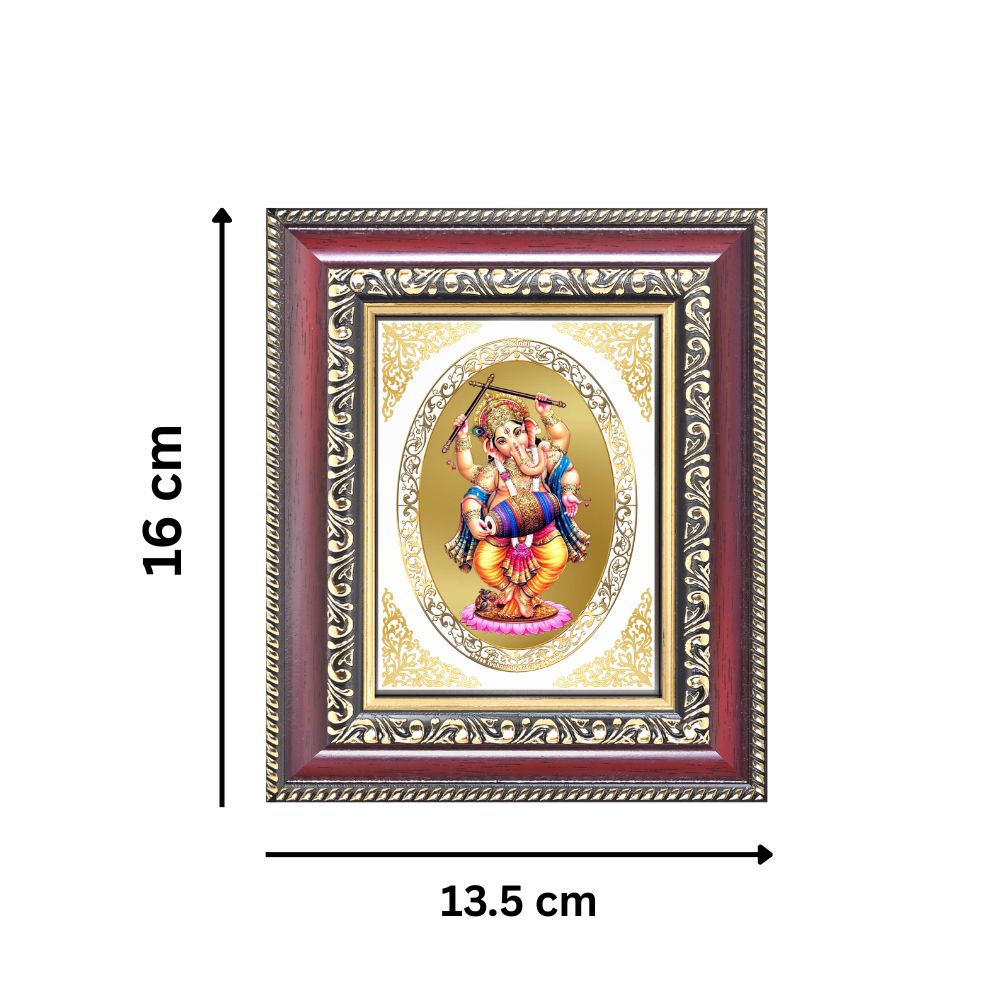 Dancing Ganesha Divine Nataraj Form Sacred Joy & Prosperity Royal Tabletop Frame in 24K Gold Plated Foil