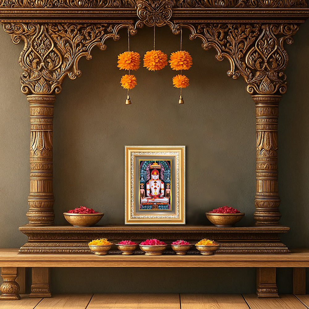 Diviniti 24K Gold Plated Adinath Divine Wall Frame for Home Mandir & Office Decor | Premium Jain Spiritual Gift