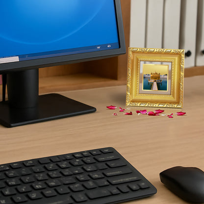 Diviniti Sachkhand Shri Darbar Sahib (Golden Temple) Tabletop Photo Frame in 24K Gold Plated Foil – Peace, Faith & Divine Harmony – DG103S1A (10x10 CM)