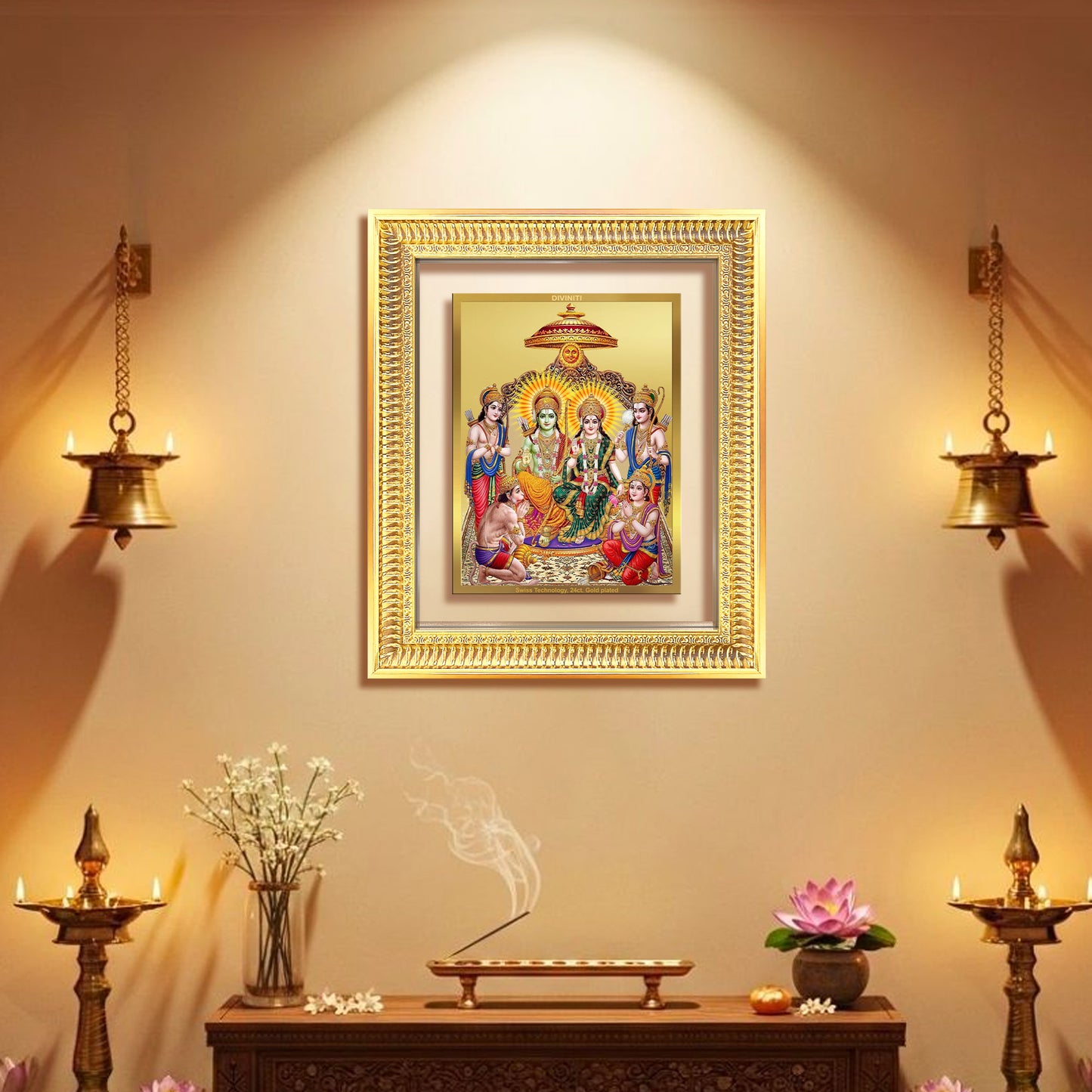 Diviniti 24K Gold Plated Ram Darbar Divine Wall Frame for Home Mandir & Office Decor | Luxury Spiritual Gift