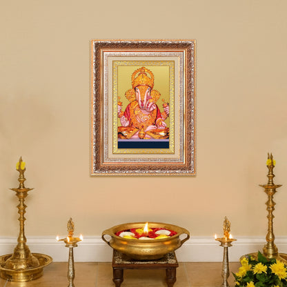 Dagdu Ganesh | Shri Dagdusheth Halwai Ganpati Wall Photo Frame in 24K Gold Plated Foil
