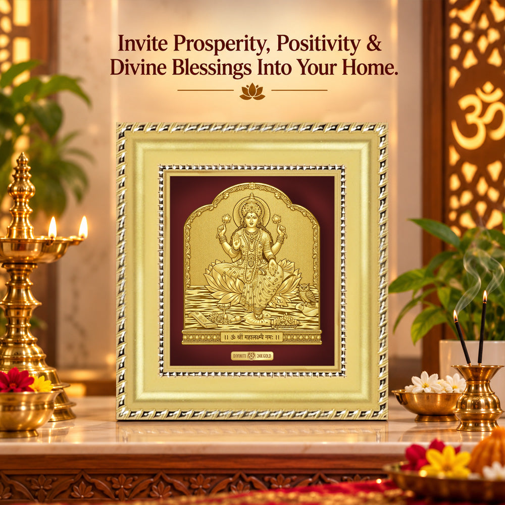 24K Gold-Plated Lakshmi Frame | Premium Gift Box | 11x12 CM