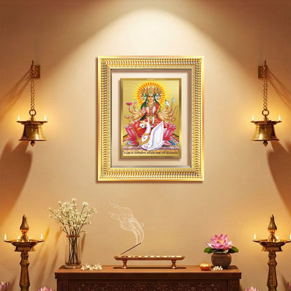 Diviniti 24K Gold Plated Gayatri Maa (Classic) Divine Wall Frame for Home Mandir & Office Decor | Luxury Spiritual Gift