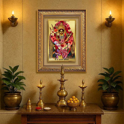 Diviniti 24K Gold Plated Katyayani Mata (Classic) Divine Wall Frame for Home Mandir & Office Decor | Luxury Spiritual Gift