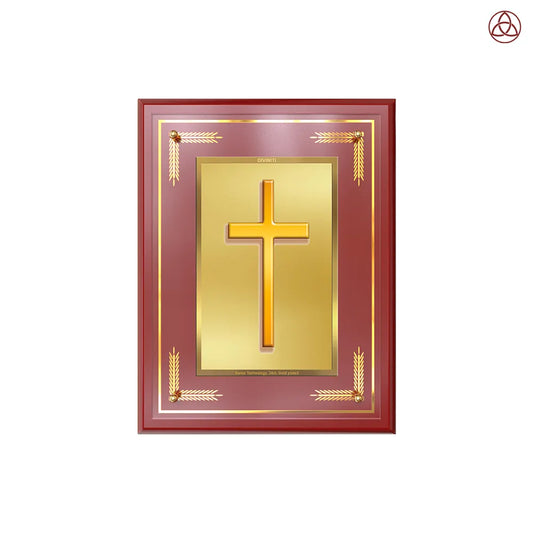 Holy Cross | Sacred Christian Cross Wall & Tabletop Photo Frame in 24K Gold Plated Foil