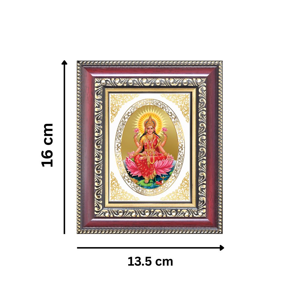 Goddess Lakshmi Divine Wealth & Prosperity Sacred Royal Tabletop Frame in 24K Gold Plated Foil
