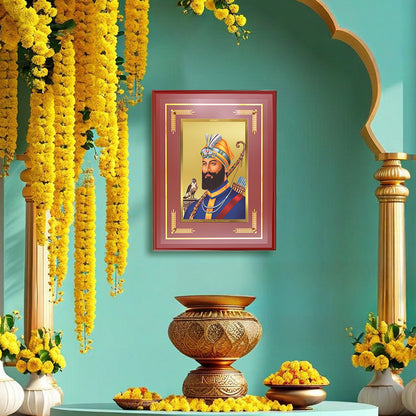 Diviniti 24K Gold Plated Guru Gobind Singh Ji Blessing Tabletop Photo Frame | Courage, Faith & Divine Grace