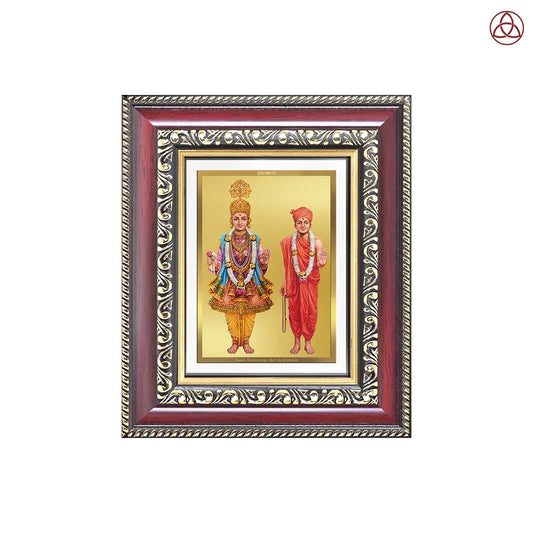 Lord Swaminarayan | Incarnation of Dharma & Divine Grace Tabletop Frame in 24K Gold Plated Foil