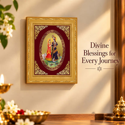 24K Gold-Plated Radha Krishna with Cow Frame | Premium Gift Box | 21.5x17.5 CM