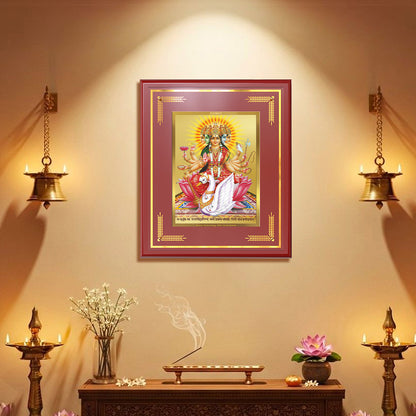 Diviniti Goddess Gayatri Mata Wall Photo Frame in 24K Gold Plated Foil | Wisdom, Purity & Divine Enlightenment