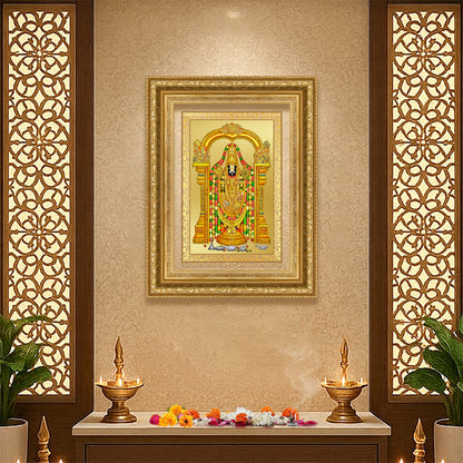 Diviniti 24K Gold Plated Tirupati Balaji Divine Wall Frame for Home Mandir & Office Decor | Luxury Spiritual Gift