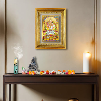 Diviniti 24K Gold Plated Kuber (Classic) Divine Wall Frame for Home Mandir & Office Decor | Luxury Spiritual Gift