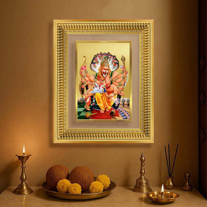 Diviniti 24K Gold Plated Narasimha (Classic) Divine Wall Frame for Home Mandir & Office Decor | Luxury Spiritual Gift
