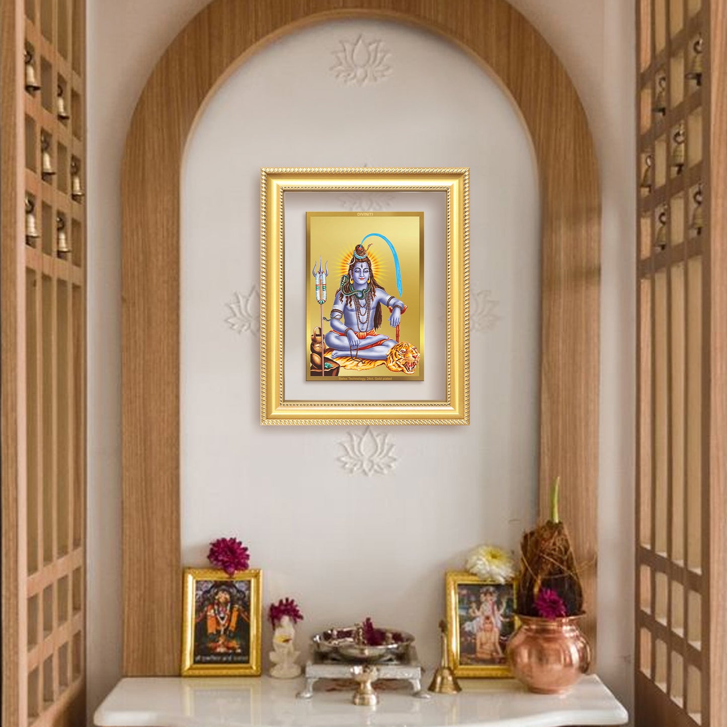 Diviniti 24K Gold Plated Shiva (Classic) Divine Wall Frame for Home Mandir & Office Decor | Luxury Spiritual Gift