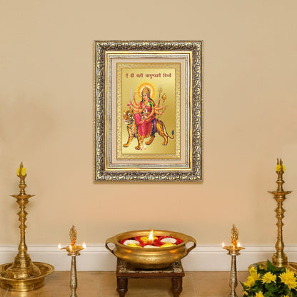 Diviniti 24K Gold Plated Durga With Mantra (Classic) Divine Wall Frame for Home Mandir & Office Decor | Luxury Spiritual Gift