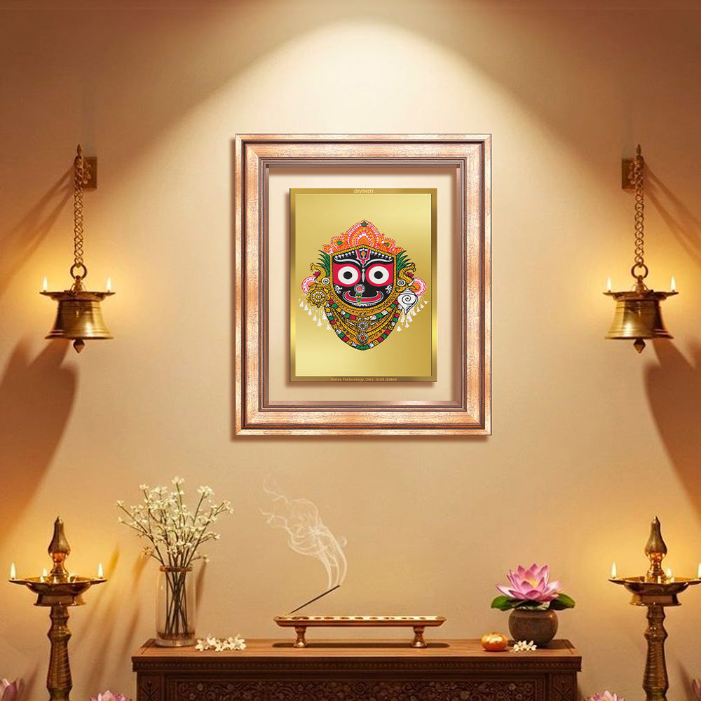 Diviniti 24K Gold Plated Jagannath (Classic) Divine Wall Frame for Home Mandir & Office Decor | Luxury Spiritual Gift