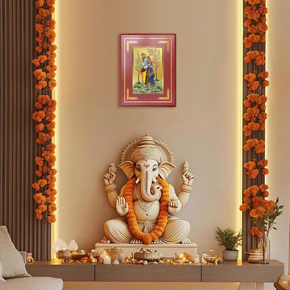 Radha Krishna with Flute | Lord Krishna Wall and Tabletop Photo Frame in 24K Gold Plated Foil