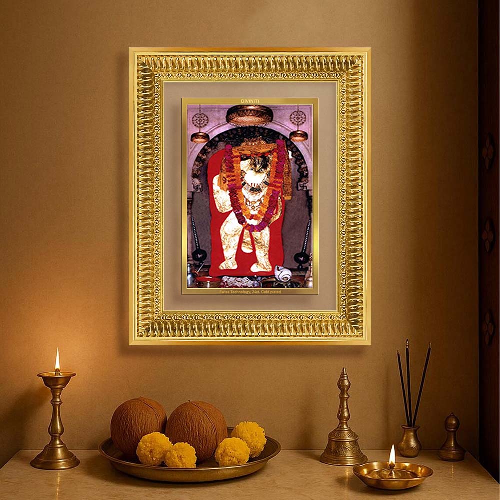 Diviniti 24K Gold Plated Mehndipur Balaji (Classic) Divine Wall Frame for Home Mandir & Office Decor | Luxury Spiritual Gift