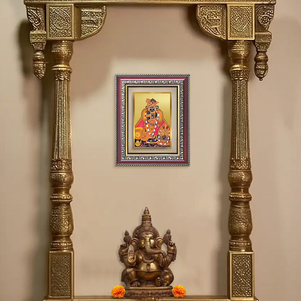 Diviniti 24K Gold Plated Banke Bihari Ji (Classic) Divine Wall and Table Top Frame for Home Mandir & Office Decor | Luxury Spiritual Gift