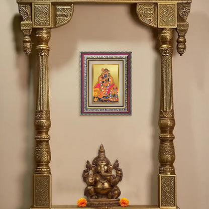 Diviniti 24K Gold Plated Banke Bihari Ji (Classic) Divine Wall and Table Top Frame for Home Mandir & Office Decor | Luxury Spiritual Gift