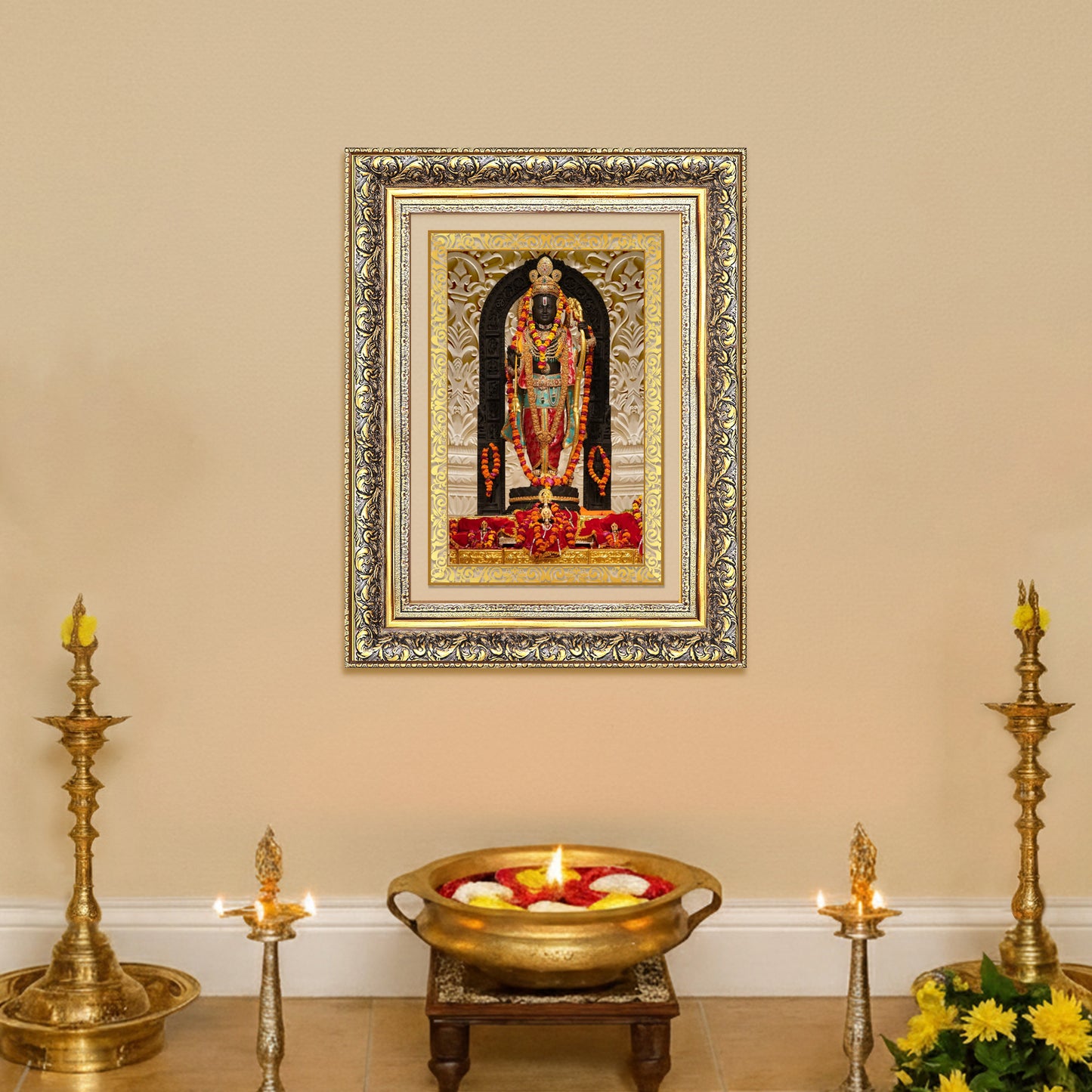 Diviniti 24K Gold Plated Ram Lalla (Classic) Divine Wall Frame for Home Mandir & Office Decor | Luxury Spiritual Gift