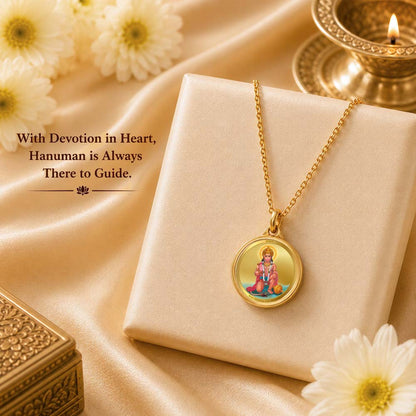 Diviniti 24K Gold Plated Hanuman & Yantra 22MM Double Sided Pendant For Men, Women & Kids