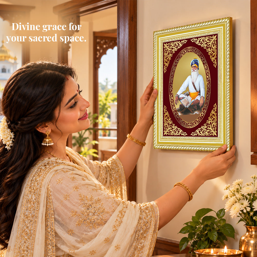 24K Gold-Plated Baba Deep Singh BG Frame | Premium Gift Box | 26x20 CM