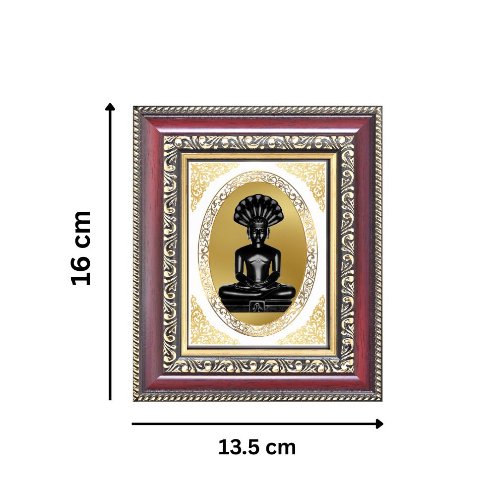 Lord Parshvanath Jain Tirthankara Divine Protection & Peace Royal Tabletop Frame in 24K Gold Plated Foil