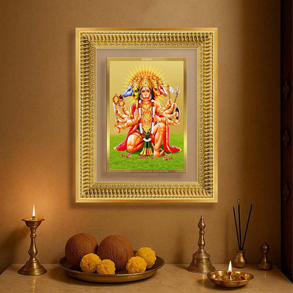 Diviniti 24K Gold Plated Panchmukhi Hanuman (Classic) Divine Wall Frame for Home Mandir & Office Decor | Luxury Spiritual Gift