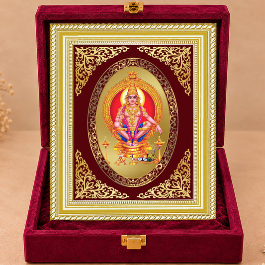 24K Gold-Plated Lord Ayyappan Frame | Premium Gift Box | 26x20 CM