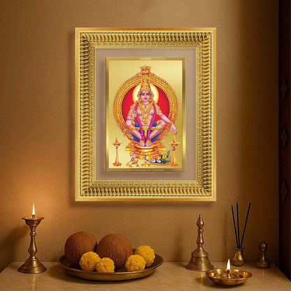 Diviniti 24K Gold Plated Ayyappan Divine Wall Frame for Home Mandir & Office Decor | Luxury Spiritual Gift