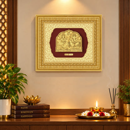 24K Gold-Plated Lakshmi Ganesha Frame | Premium Gift Box | 30x35 CM